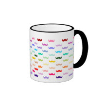 Buntes Regenbogen-Schnurrbartmuster auf Schwarzem Kaffeetassen