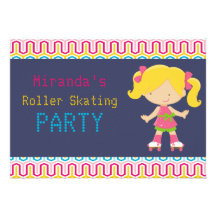 Buntes Retro blondes Rollen-Skaten-Party Individuelle Einladung