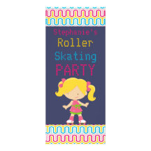 Buntes Retro Rollen-Skaten-Party der Blondinen-v2 Personalisierte Einladungskarten