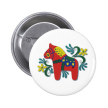 Buntes Schwede Dala Pferd Buttons