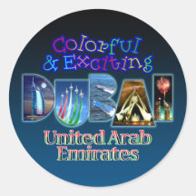 Buntes und aufregendes Dubai Runde Aufkleber