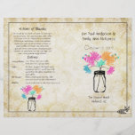 Buntes Zinnia-Weckglas-Hochzeits-Programm Bedruckte Flyer