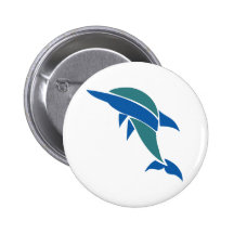 Buntglas-Delphin Anstecknadelbutton