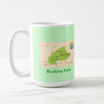 Burkina Faso Karte u. Flagge Kaffeetasse