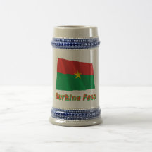 Burkina Faso wellenartig bewegende Flagge mit Name Tasse