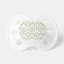 Burlap Beige Damask Pacifier