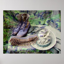 Bush-Hut und Dschungel-Stiefelplakat