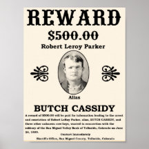 Butch Cassidy-Belohnungs-Plakat