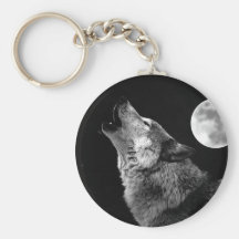 BW-Wolf, der am Mond heult Schlüsselanhänger