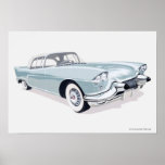 Cadillac 1957 mit Silhouette des Fahrers nach inne Plakate