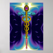 CADUCEUS 4, vibrierender Goldamethyst Posterdrucke