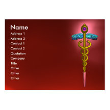 CADUCEUS, ROTER KARMINROTER vibrierender Goldameth Visitenkarten Vorlage