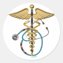 Caduceus u. Stethoskop Runder Sticker