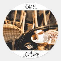 Café Kultur Runde Aufkleber