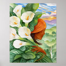Cala-Lilien-Blumen-gebürtige Frauen-Zahl Kunst-Dru Plakate