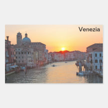 Canal Grande Venedig - Sonnenaufgang Rechteckige Aufkleber