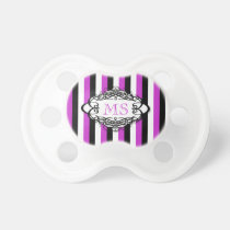 Candy stripe vintage monogram schnuller