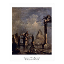 Capriccio mit Pyramide durch Francesco Guardi Postkarten