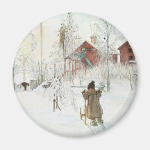 Carl Larsson - Vorgarten und das Wäsche-Haus Kühlschrankmagnete