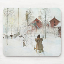 Carl Larsson - Vorgarten und das Wäsche-Haus Mauspads