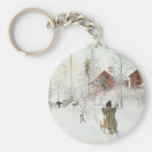 Carl Larsson - Vorgarten und das Wäsche-Haus Schlüsselanhänger