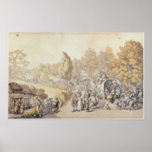 Cartoon, der die Landvölker verlassen für darstell Plakat