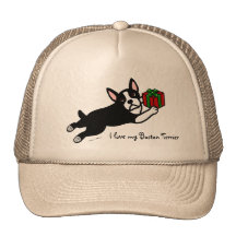 Cartoon des Boston-Terrier-Weihnachten2 Baseballmütze