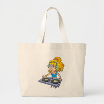 Cartoon DJ-Mädchen Leinentasche