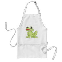 Cartoon-grüner Stier-Frosch Schürze