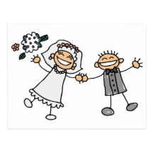 Cartoon-Hochzeit Postkarte