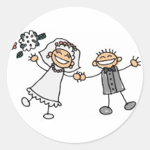 Cartoon-Hochzeit Runde Aufkleber