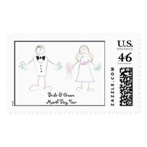 Cartoon-Hochzeits-Paar-Porto-Briefmarke briefmarken
