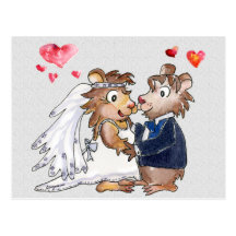 Cartoon-Hochzeits-Paar-Save the Date Postkarten