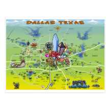 Cartoon-Karte Dallas Texas Postkarte