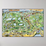 Cartoon-Karte Orlandos Florida Plakat
