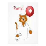 Cartoon-Katzen-Krankenschwester mit Ballon Ankündigungskarten