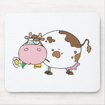 Cartoon-Kuh-Farbweiß Mousepads