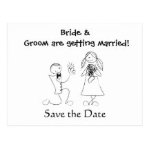 Cartoon-Paare, die Save the Date Wedding sind Postkarten