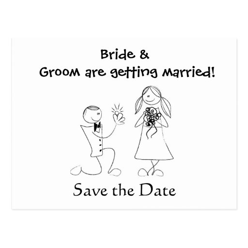 Cartoon-Paare, die Save the Date Wedding sind Postkarten