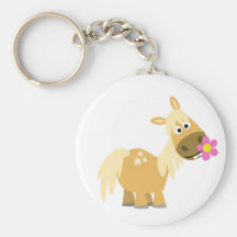 Cartoon-Pony und Blume keychain Schlüsselanhänger