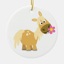Cartoon-Pony und Blumen-Verzierung Weihnachtsbaum Ornamente