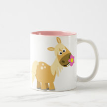 Cartoon-Pony- und Blumenbecher Kaffeetassen