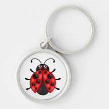 Cartoon-roter schwarzer Marienkäfer Keychains Schlüsselband