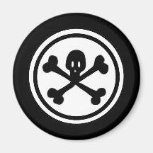 Cartoon-Schädel u. Knochen-Logo Kühlschrankmagnet