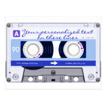 Cassette tape - blue - post card