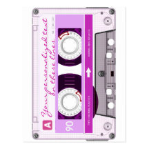 Cassette tape - pink - postcard