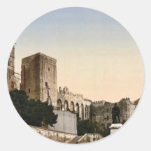 Castle Papstes, Avignon, Provence, Frankreich klas Runder Sticker