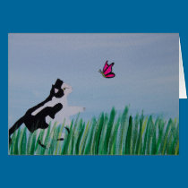 Cat Chasing Butterfly karten