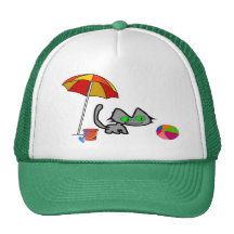 Cat Having Fun On The Beach Hats