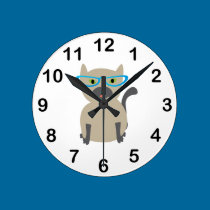 Cat in Glasses wanduhren